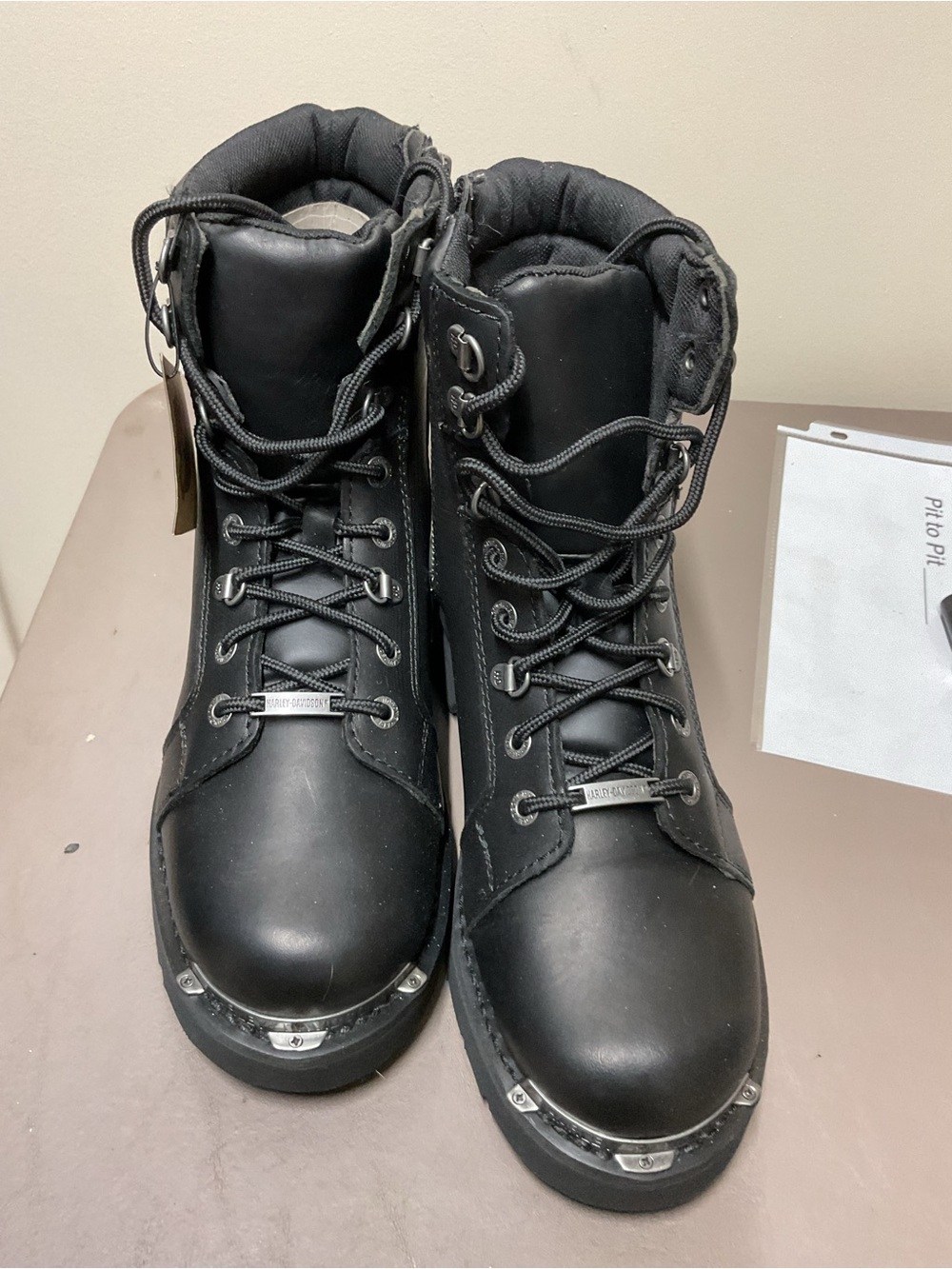 Harley-Davidson Black Lace-Up Metal-Toe Riding Boots